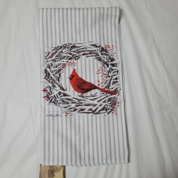 Cardinal Dish Towel NWT & Drying Mat NWT Winter Theme - Picture 8 of 15
